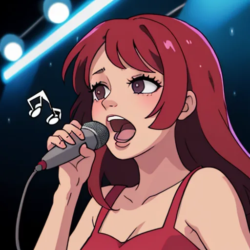 Picture of a woman singing Karaoke