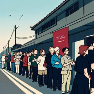 illustration of a queue of people