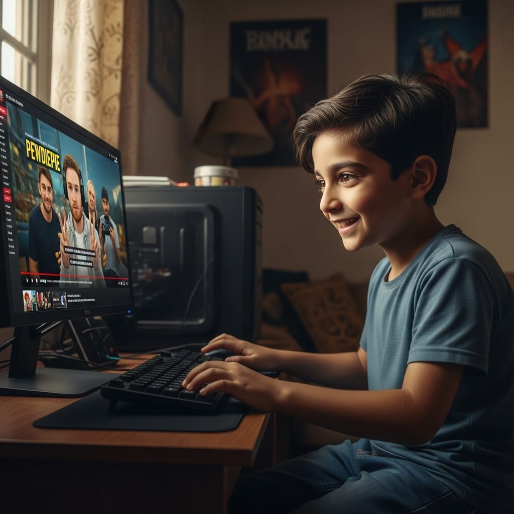 Boy watching Youtube