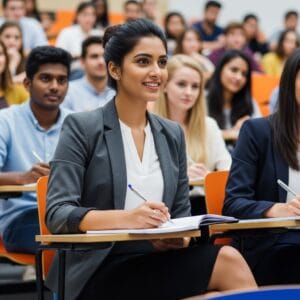 Woman learning at university